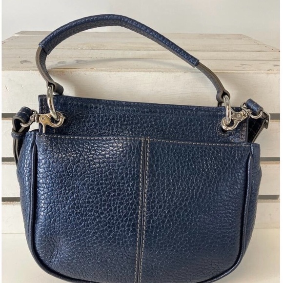 BRIGHTON E881534, SMALL NAVY BLUE LETHAER FRONT BUCKLE SHOULDER BAG - Picture 2 of 6
